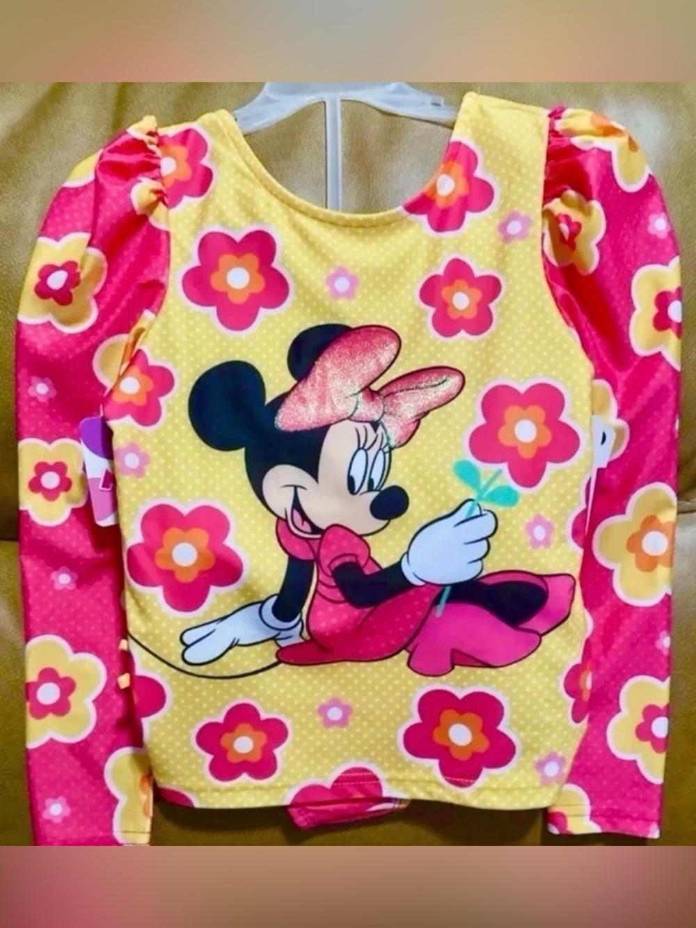 Disney Minnie Mouse Rash Guard Swimsuit - 2 pc Set - Girls S (6/6X)